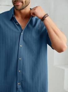 EASEVO Herren Große Größen Lässiges Kurzarm-Hemd aus Gewebe