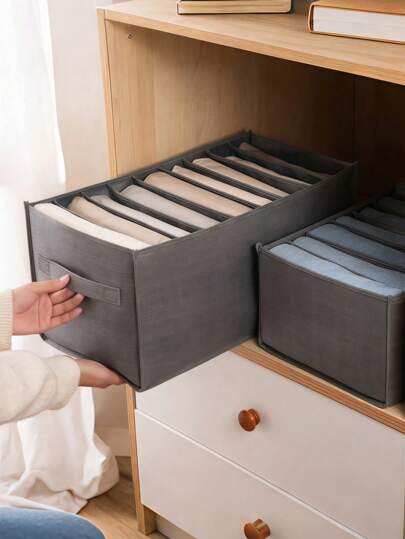 SHEIN 1pc Jeans Pants Storage Box Wardrobe Clothes Organizer Cabinet Drawers Organizer For Underwear Bra Socks Women T-Shirt Organizers Storage