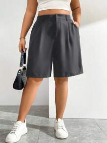 Auralis Plus Size Summer Shorts Back To School Teacher Spring - Dark Grey - View 6