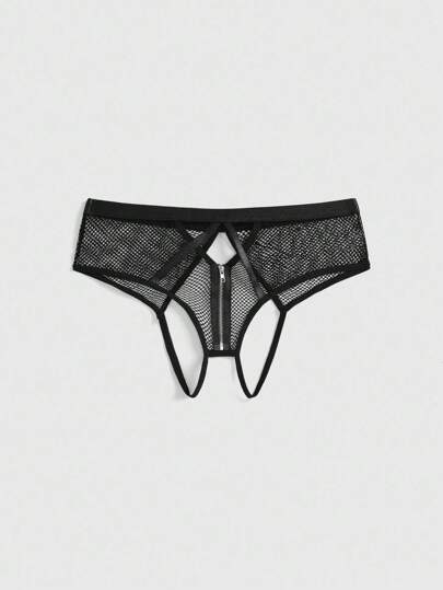 Grunge Punk Ropa interior de tanga con cremallera y entrepierna de estilo punk oscuro