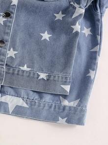 Jaket Denim Lengan Panjang Motif Bintang untuk Anak Laki-laki dan Perempuan, Jaket Jeans Biru Muda, Musim Gugur, Hari Karier, Kembali ke Sekolah - Light Wash - View 4