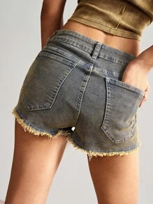 Bohemela 波西米亚风复古 Y2K 西部牛仔风格蝴蝶刺绣女式牛仔短裤 - 黃色 - 查看 6