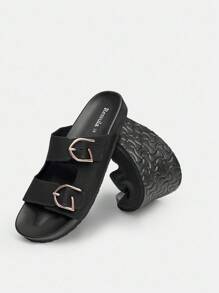 Ressula Modische Damen Lässig Slipper mit verstellbarer Schnalle