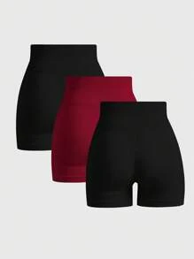 SHEIN Velisys Quần short thể thao co giãn liền mạch cạp cao màu trơn - Nhiều màu - Xem 2