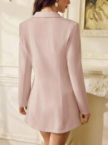 Vintamour Bộ 2 váy ngắn cổ điển thanh lịch dành cho nữ kèm áo khoác blazer trang phục thường ngày mùa hè xuân - Màu Hồng baby - Xem 4