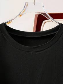 Plus Size Minimalist Fashion Black & Pink Bowknot Decor Long Sleeve Top Bow Top Women Pink Bow Top Black And Pink Top Women Long Sleeve Top Long Sleeve Bow Top Fall Cloth For Women