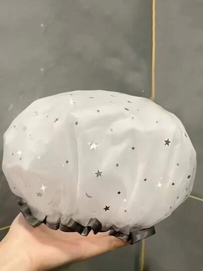 1PC Extra Large Waterproof Shower Cap Double Layer Design For Women Girls Fits All Hair Types Long Short Curly Reusable Bath Accessory For Home Travel School Salon Use