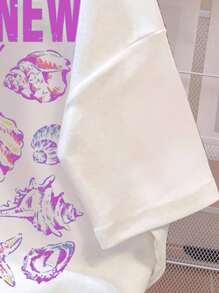 Teen Girls Casual Pattern Short Sleeve T-Shirt, Suitable For Summer - White - View 4