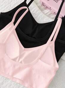 2 件装少女无缝加垫无钢圈工字背运动文胸，舒适休闲 - 彩色 - 查看 4
