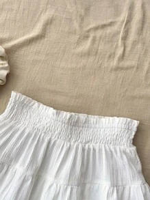 Teen Girl All-Match, Everyday, Versatile White Woven Skirt, Ballerina Soft White Skirt, Back-To-School, Cute White Skirt White Ruffle Skirt White Skirt Tiered Skirt White Tiered Skirt Kids White Tiered Skirt Girls White Summer Skirt White Eyelet Lace Skirt Kids White Boho Skirt Fall Winter