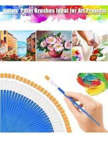 100pcs/50pc/30pc/10pc Wooden Pole Paintbrush Hook Pen Art Supplies Suitable For Outlining Lines In Art Painting - one-size - View 8