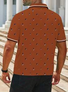 Manfinity Mode Áo thun Polo họa tiết Mỹ cỡ lớn cho nam - trái cam - Xem 2