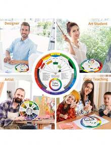 1pc Multi-Color Round Color Wheel Puzzle & Multifunctional Color Mixing Card Back To School,Back To School,School Supplies - Multicolor - View 5