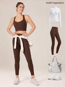 GLOWMODE FeatherFit™-Sculpt Full Coverage Side Support Wide Strap Crossover Sports Bra Light Support Low Impact Yoga Daily