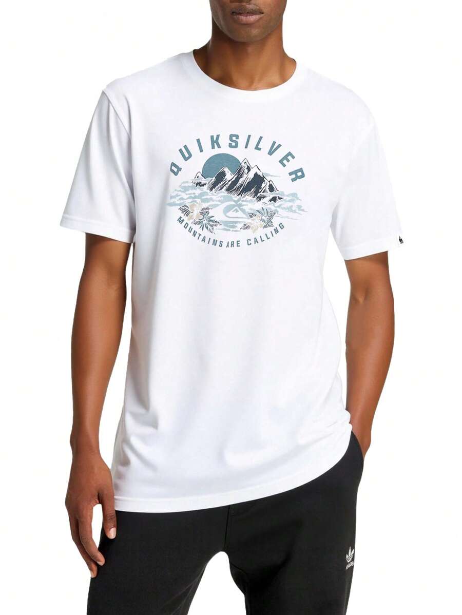 Quiksilver Men's Simple Print Crew Neck Short Sleeve T-Shirt - White - View 1