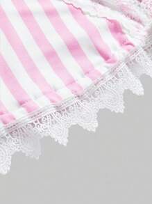 ROMWE Goth 性感女式哥特式黑白竖条纹水晶吊坠露背短款比基尼上衣