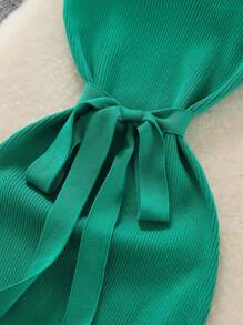 Franclia Solid Color Camisole Dress, Bodycon Knit Fabric, Suitable For Holiday & Work Knitted Sweater Clothes For University