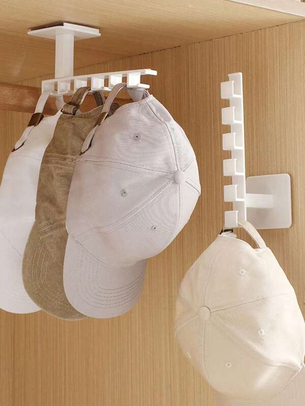 SHEIN 1 pièce Support mural en L avec 6 crochets, organisateur d'accessoires capillaires, de chapeaux, d'écharpes, sans perçage, sac, organisateur, fournitures scolaires