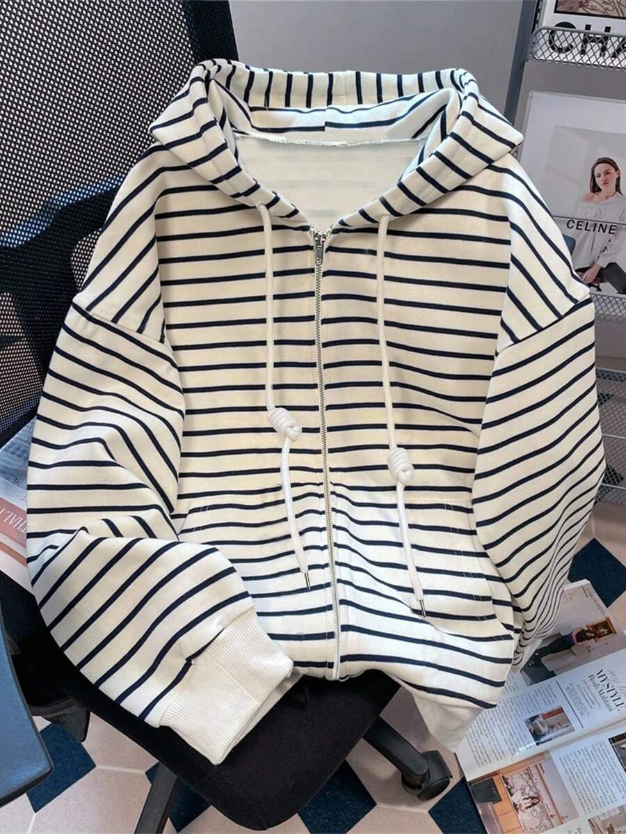 GlowEve Nueva sudadera con capucha versátil y de moda con rayas de contraste, sudadera de otoño - Multicolor - Ver 1