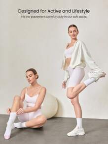 GLOWMODE 3 Pairs Socks Soft Ventilated Mesh With Embroidered Logo Workout Daily Casual - White - View 3