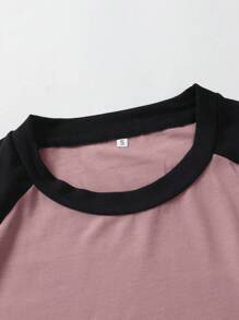EURMUSE Camiseta de manga raglán con bloques de color 100% algodón para hombres - Rosa - Ver 6
