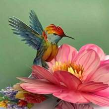 SHEIN 1 件蜂鸟花 3D 立体生日贺卡，带信封，贺卡适合女性、母亲、妻子、女友、情人节、周年纪念礼物，适合返校用品