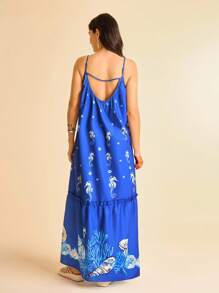 CAJUNI Women's Bohemian Resort Tropical Ocean Printed Cami Dress, Blue - Multicolor - View 2