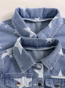Jaket Denim Lengan Panjang Motif Bintang untuk Anak Laki-laki dan Perempuan, Jaket Jeans Biru Muda, Musim Gugur, Hari Karier, Kembali ke Sekolah - Light Wash - View 7