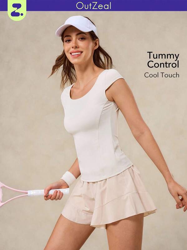 OutZeal Women Cool Touch Buttery Soft Slim-Fit Short Sleeve Tight T-Shirt Sports Tennis Gym