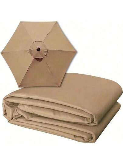 1 件雨伞替换套装（9 英尺/10 英尺/6 骨/8 骨），布质雨伞替换，防水/UV30+，花园后院泳池遮阳伞悬臂遮阳伞替换（颜色：卡其色，尺寸：2.7 米-8 骨）