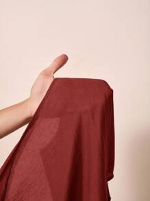 Zivah 2025 春夏新时尚节、复活节、圣帕特里克节、西部风、游牧风、生日派对、毕业季、学院风、学生装、日常外出、基础百搭、休闲、度假、邮轮旅行、海滩、日光浴、网络热卖、街头服饰、婚礼宾客波西米亚早餐装、机场装、圆领腰部褶皱长裙、亚麻纹理面料、后拉链 - 酒紅色 - 查看 7