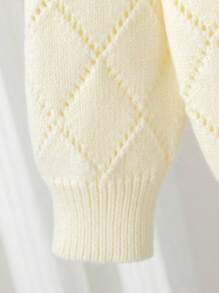 SHEIN Girls' Cherry Embroidery Cardigan Sweater, Knitted Open Front Jacket, Apricot ColorYoung Girls Cardigans (Little) Cardigan  White V-Neck Button Long-Sleeved Beige Red Cherry Embroidered Cutout Knitted Sweater Fitted Sweater Cardigan Soft And Comfortable In Spring, Autumn And Winter, Suitable For Daily Scenes, Suitable For  Scenes, Suitable For Traveling Scenes, Suitable For Vacation Scenes, Suitable For Home Scenes, Suitable For Nursery Scenes, Suitable For Children To Play And Wear Back To School - Apricot - View 4