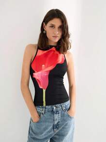 Maija 女士花卉印花圆领无袖背心，现代都市风格