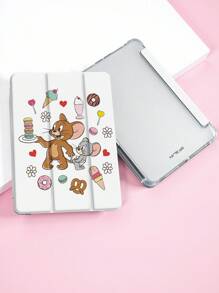 TOM & JERRY X SHEIN 1pc Cute And Creative Cartoon Collaboration, High-End Texture, Simple, Fully Transparent, Shockproof And Fashionable Pad Case. Halloween And Christmas Gift, Compatible With IPad/ - Multicolor - View 1