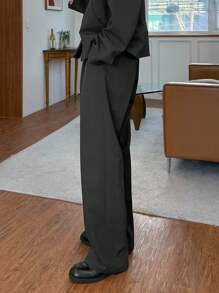 DAZY 男士深灰色通勤夹克和西装裤套装，秋季 - 深灰色 - 查看 6