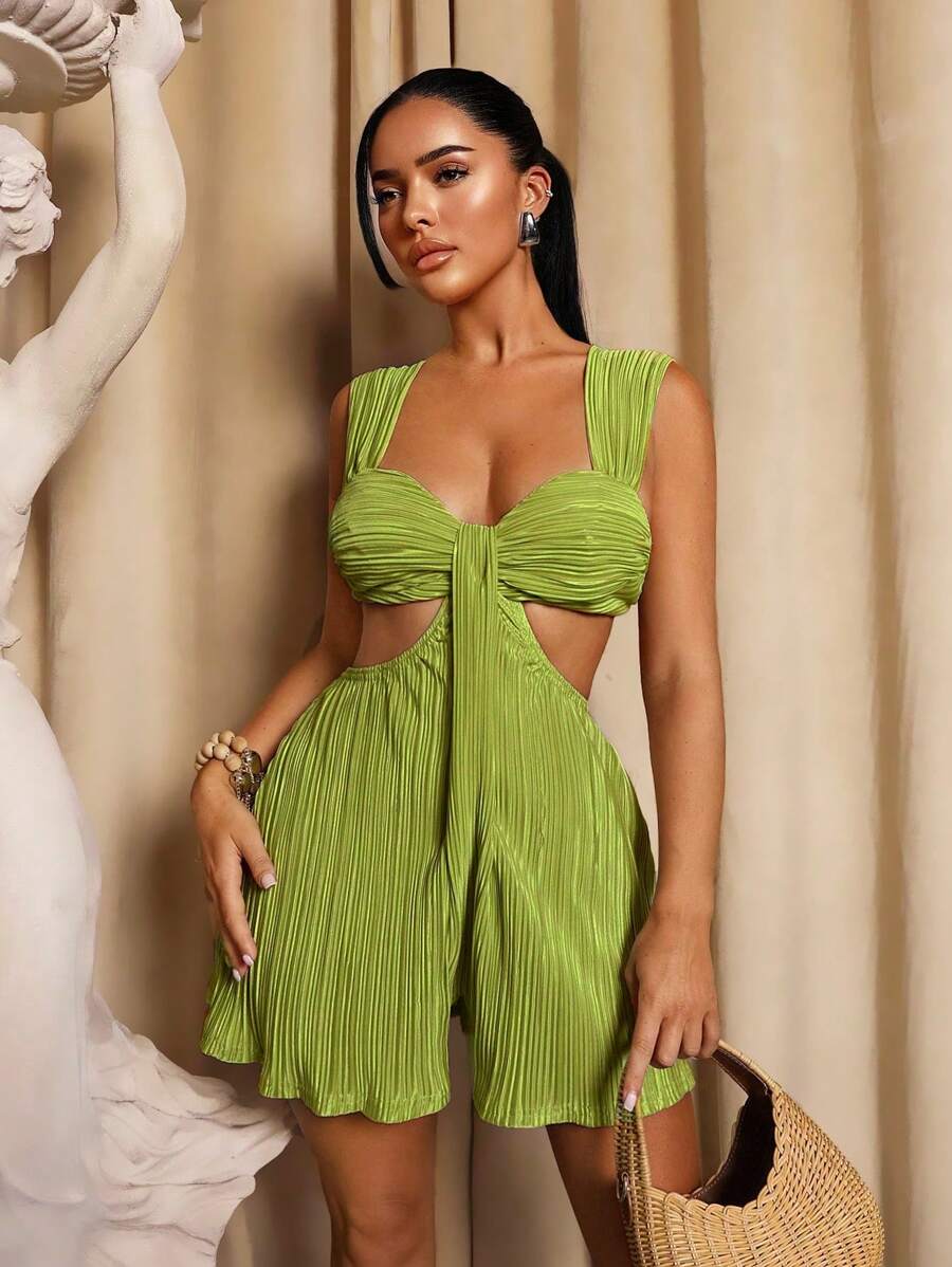 Sirith 女士纯色露背连体裤，适合节日和休闲装，性感夏季海滩度假波西米亚风女装，骄傲服装，西部服装，生日服装，单身派对，音乐会俱乐部 - 綠色 - 查看 1