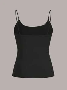 SHEIN EZwear 4 Set 4 Pairs Assorted Black, Brown, Beige, White Basic Camisole Tops, Suitable For Summer Back To School - Multicolor - View 8