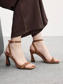 CUCCOO BIZCHIC 女士黑色 PU 皮革方头高跟凉鞋 - 棕色 - 查看 5
