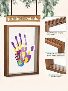 SHEIN 1 pezzo Kit Memory con stampa a mano DIY, cornice per ombreggiatura in legno con 4 fogli di acrilico trasparente senza elettricità, regalo per decorazione domestica per famiglia, couples, fratelli, amici, laurea, decorazione da parete