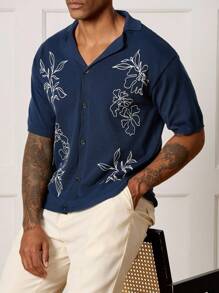 Manfinity CityGents Men's Casual Floral Print Knit Sweater, Summer