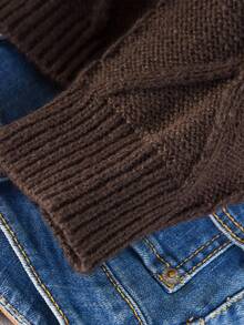 CosyJoli Plus Size Women's Brown Bow Collar Cardigan Knitted Sweater, Casual Commute Wear, Comfortable, Autumn/Winter Brown Tie Front Sweater Bow Women Sweater Brown Sweater Brown Cardigan Bow Sweater Fall