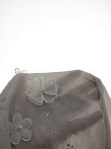 Heiryn Camisa elegante con decoración floral 3D y adorno de rhinestones para mujer - Gris - Ver 7