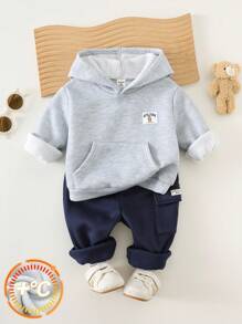Bộ 2 quần áo thể thao thường ngày dễ thương đa năng màu xám nhạt cho bé trai kèm quần túi hộp cạp chun, quần áo trẻ em Unisex, mùa đông - Nhiều màu - Xem 3