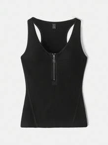 Maija Top minimale senza maniche con chiusura lampo in metallo, aderente, per l'estate, urban chic, comodo e versatile per le donne