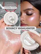 SHEGLAM Glowchi Bouncy ไฮไลท์-Powdered Sugar แบรนด์ ความงาม เครื่องสำอาง สำหรับผู้หญิงและสาว ๆ สมบูรณ์แบบสำหรับฤดูหนาว เหมาะสำหรับ Y2K แฟชั่นหรูหรา เหมาะสำหรับวันเกิด ของขวัญ ปาร์ตี้ พร้อมแล้ว สีที่ดีที่สุด