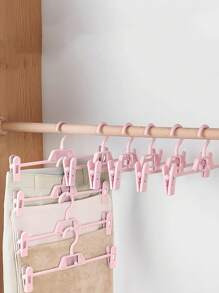 SHEIN 5件装塑料粉色旋转防滑衣架、储物架、整理衣架、裤挂带、防滑夹、家居用品 - 粉色 - 查看 6