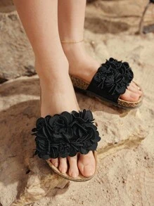 Styleloop Women's Flat Sandals, Boho Style, Retro American, Bohemian, Western, Music Festival, Party Outfit Holiday Travel Essential Boho Cowgirl Outfit - Black - View 3