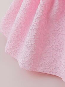 Glamorique Kids 女婴公主裙，生日派对婚礼节花童裙，白色领子，粉色提花玫瑰，泡泡袖，大蝴蝶结，白色蕾丝，适合所有季节