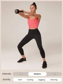 GLOWMODE Medium Impact FeatherFit™-Sculpt Built-In Cups Adjustable V Back Square Neck Jogging Running Training - Pink - View 6