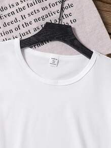 SHEIN Playful Pals Young Girl Summer Casual Commuter School Pencil & Floral Butterfly Print Loose Fit Short Sleeve White T-Shirt - White - View 5